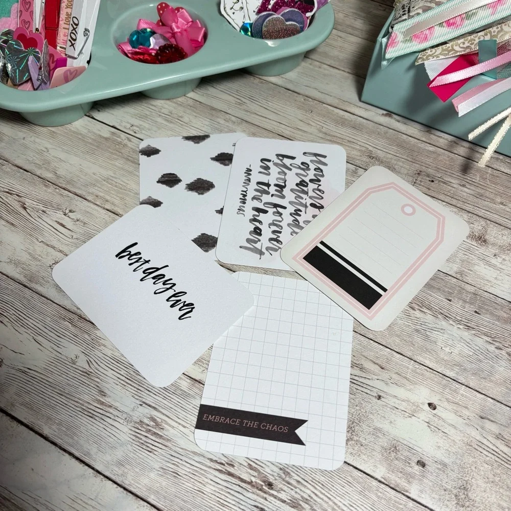 Pink & Black Themed Journaling Cards Lot Of 25 Planners Scrapbooks Junk Journals
